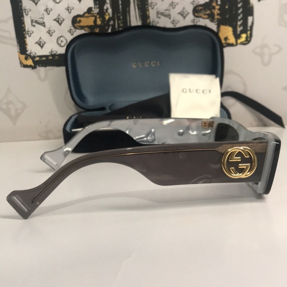 New Authentic Gucci GG0516S 002 Transparent Grey Square Silver Mirror Lens - Picture 7 of 15